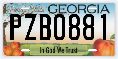 GA license plate PZB0881