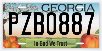 GA license plate PZB0887