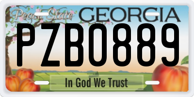 GA license plate PZB0889