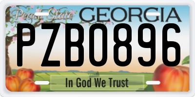 GA license plate PZB0896