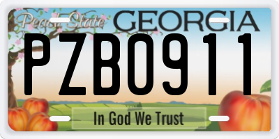 GA license plate PZB0911