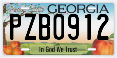 GA license plate PZB0912