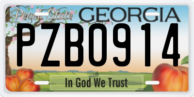 GA license plate PZB0914