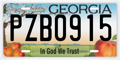 GA license plate PZB0915