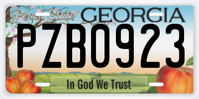 GA license plate PZB0923