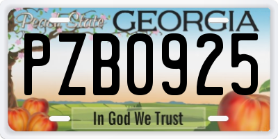 GA license plate PZB0925