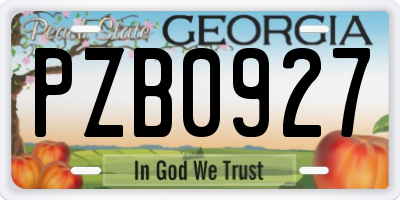 GA license plate PZB0927