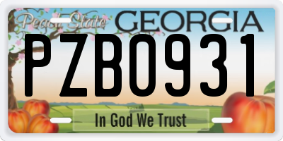GA license plate PZB0931