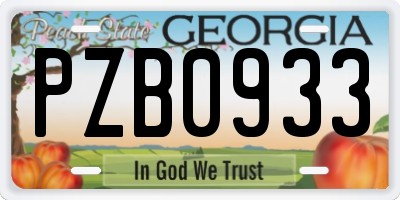 GA license plate PZB0933