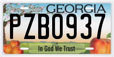 GA license plate PZB0937