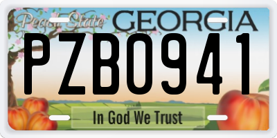 GA license plate PZB0941