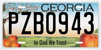 GA license plate PZB0943