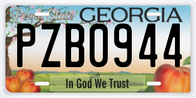 GA license plate PZB0944