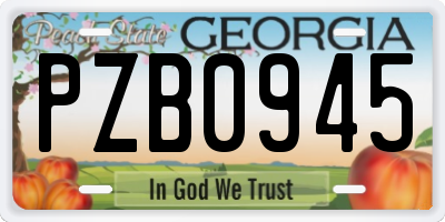 GA license plate PZB0945