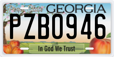 GA license plate PZB0946