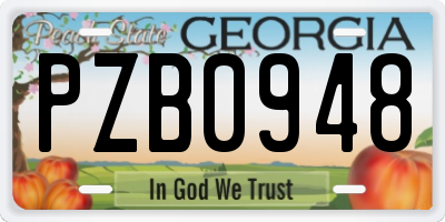 GA license plate PZB0948