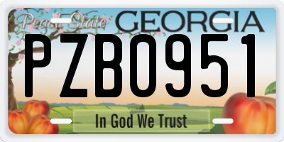 GA license plate PZB0951