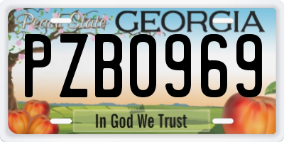 GA license plate PZB0969