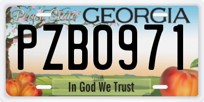 GA license plate PZB0971