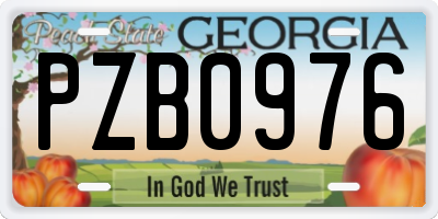 GA license plate PZB0976