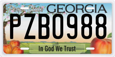 GA license plate PZB0988