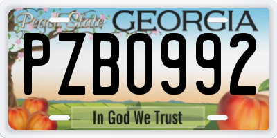 GA license plate PZB0992