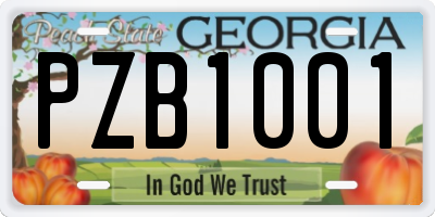 GA license plate PZB1001