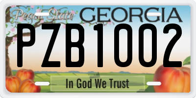GA license plate PZB1002