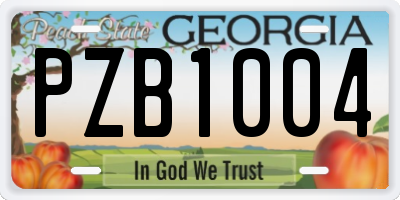 GA license plate PZB1004