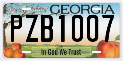 GA license plate PZB1007