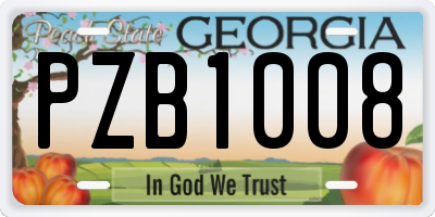 GA license plate PZB1008