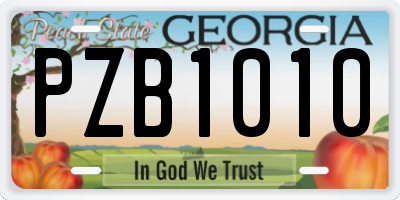 GA license plate PZB1010