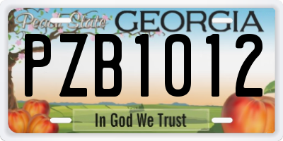GA license plate PZB1012