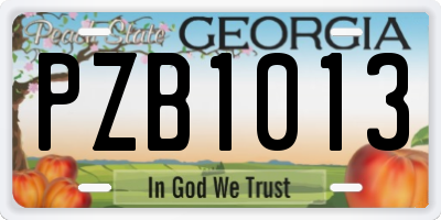 GA license plate PZB1013