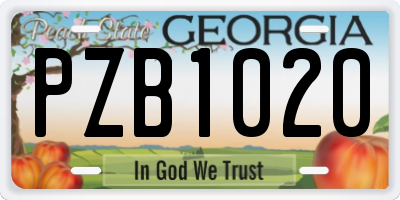 GA license plate PZB1020
