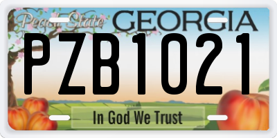 GA license plate PZB1021