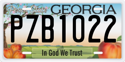 GA license plate PZB1022