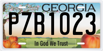 GA license plate PZB1023