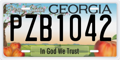GA license plate PZB1042