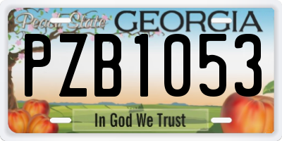 GA license plate PZB1053