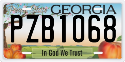 GA license plate PZB1068
