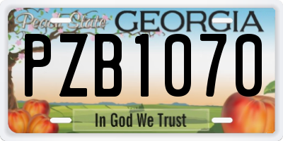 GA license plate PZB1070