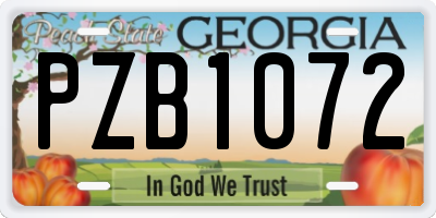 GA license plate PZB1072