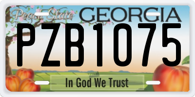 GA license plate PZB1075