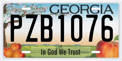 GA license plate PZB1076