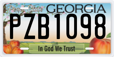 GA license plate PZB1098