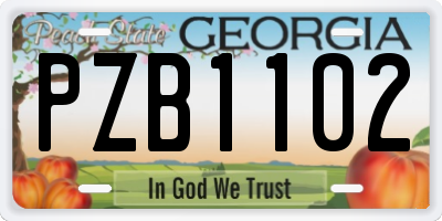 GA license plate PZB1102