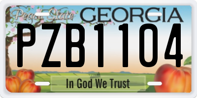 GA license plate PZB1104
