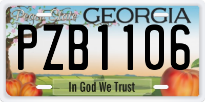 GA license plate PZB1106