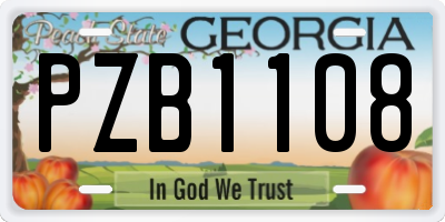 GA license plate PZB1108